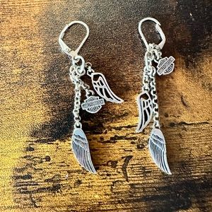 Harley Davidson sterling dangle earrings